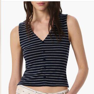 Rag & Bone Striped Knit Button Front Tank Top NWT Navy White L